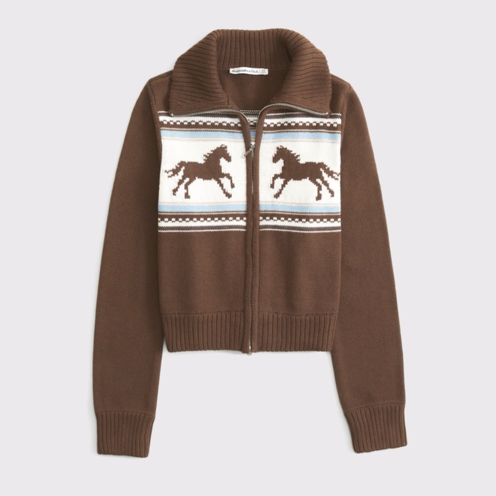 NWT Abercrombie Double Zipper Western Cardigan - Size Medium